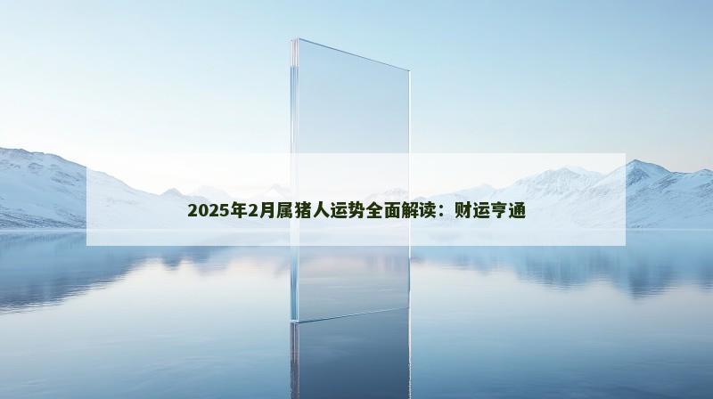 2025年2月属猪人运势全面解读:财运亨通