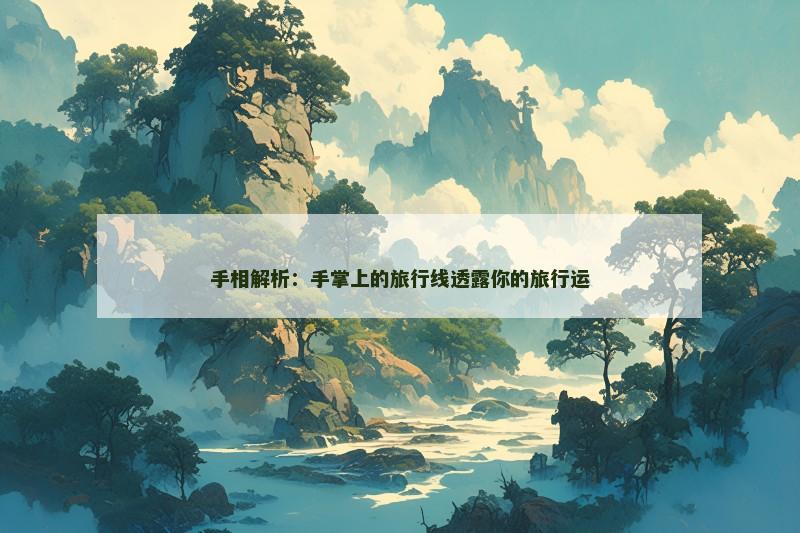 手相解析:手掌上的旅行线透露你的旅行运