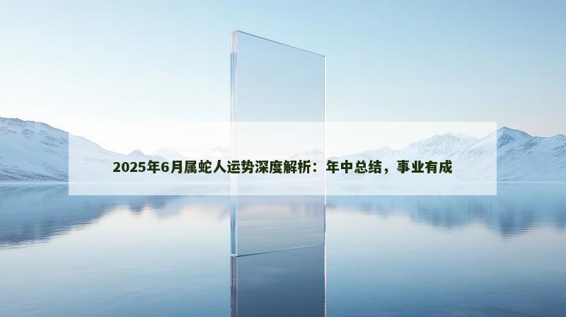 2025年6月属蛇人运势深度解析:年中总结,事业有成