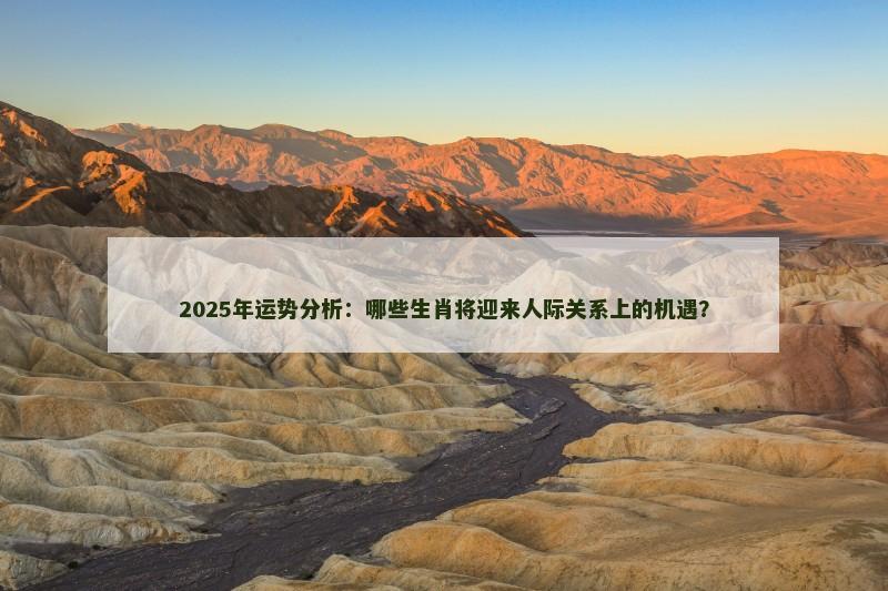 2025年运势分析:哪些生肖将迎来人际关系上的机遇?