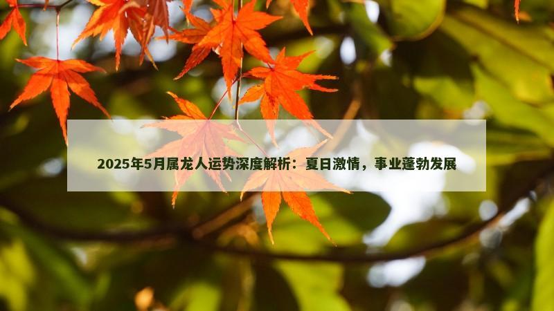 2025年5月属龙人运势深度解析:夏日激情,事业蓬勃发展