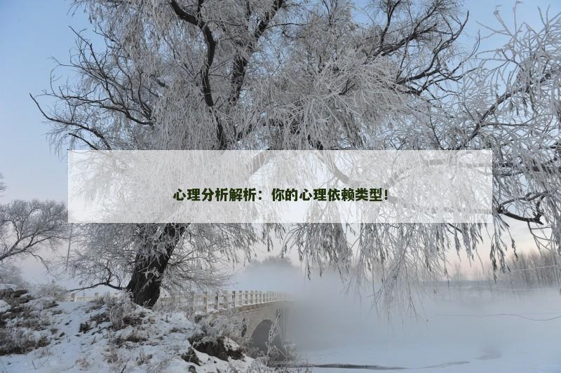 心理分析解析:你的心理依赖类型!