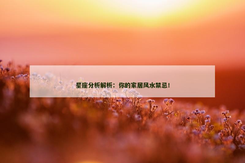 星座分析解析:你的家居风水禁忌!
