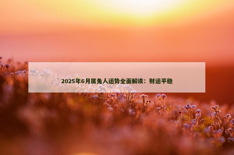 2025年6月属兔人运势全面解读:财运平稳