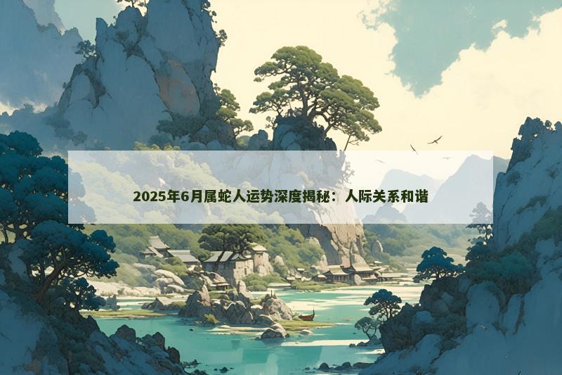 2025年6月属蛇人运势深度揭秘:人际关系和谐