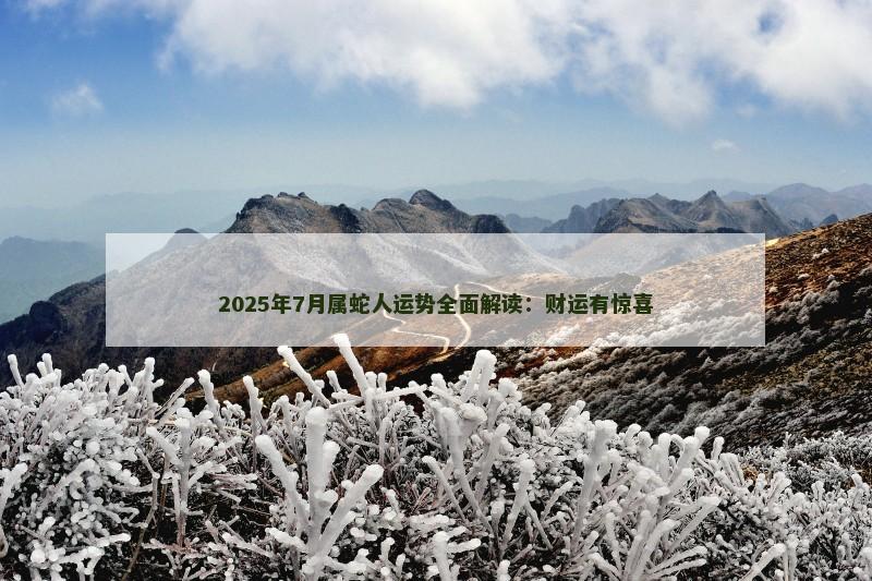 2025年7月属蛇人运势全面解读:财运有惊喜