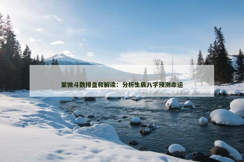 紫微斗数排盘和解读:分析生辰八字预测命运
