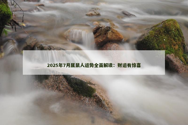 2025年7月属鼠人运势全面解读:财运有惊喜