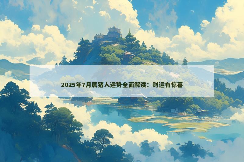 2025年7月属猪人运势全面解读:财运有惊喜