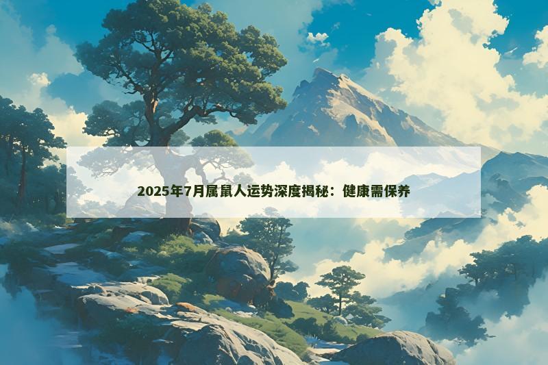 2025年7月属鼠人运势深度揭秘:健康需保养