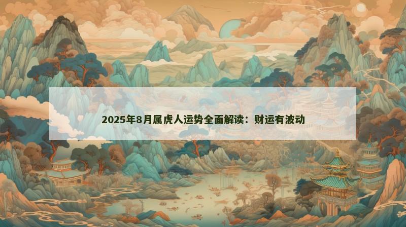 2025年8月属虎人运势全面解读:财运有波动