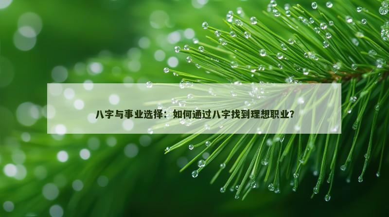 八字与事业选择：如何通过八字找到理想职业？