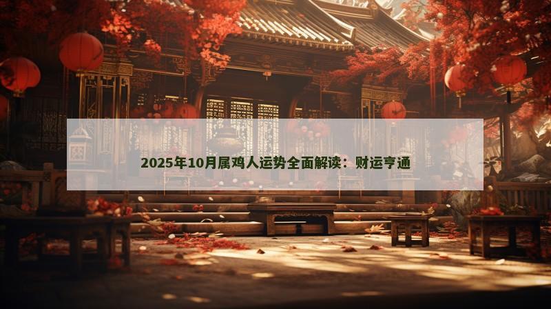 2025年10月属鸡人运势全面解读:财运亨通