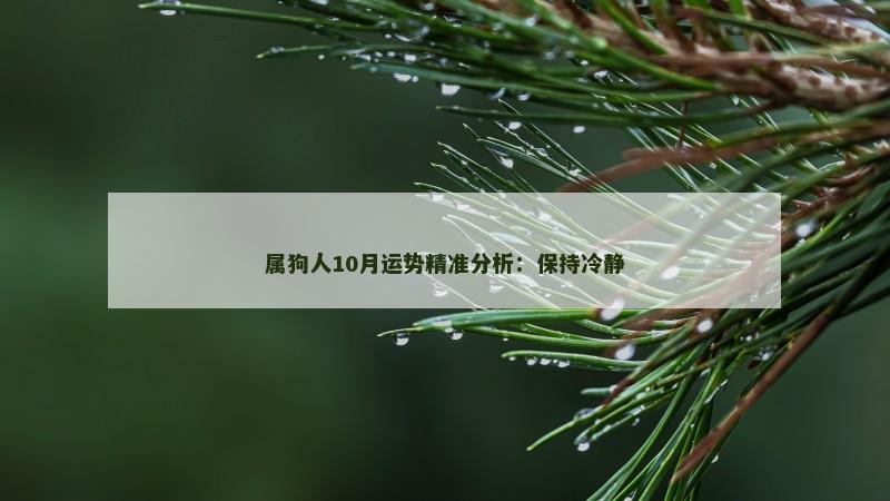 属狗人10月运势精准分析:保持冷静