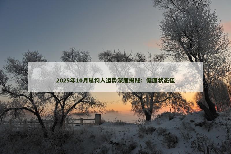 2025年10月属狗人运势深度揭秘:健康状态佳