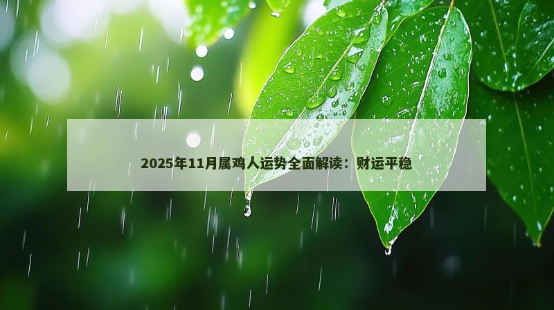 2025年11月属鸡人运势全面解读:财运平稳