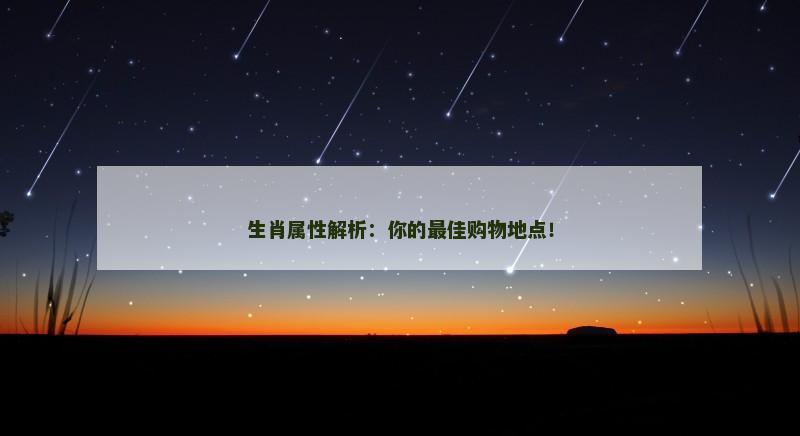 生肖属性解析：你的最佳购物地点！