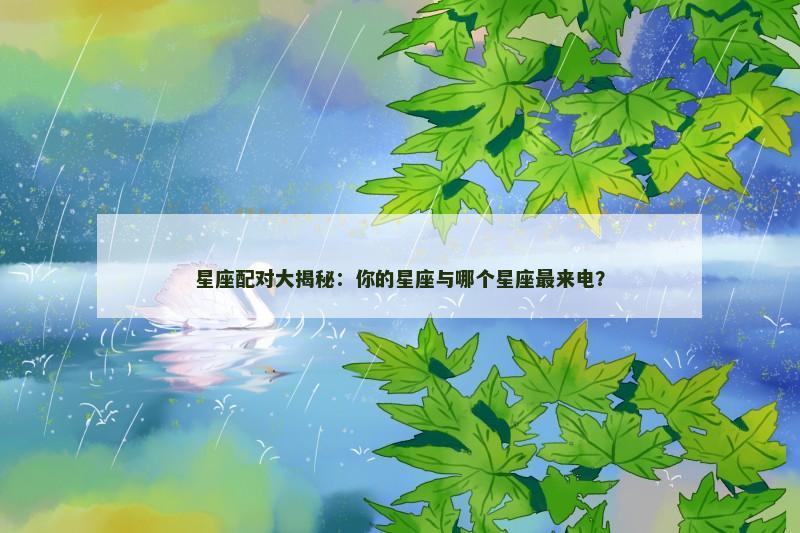 星座配对大揭秘：你的星座与哪个星座最来电？