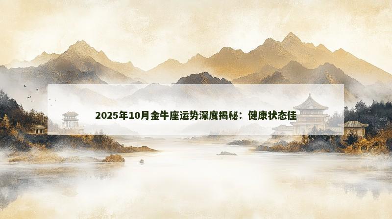 2025年10月金牛座运势深度揭秘:健康状态佳