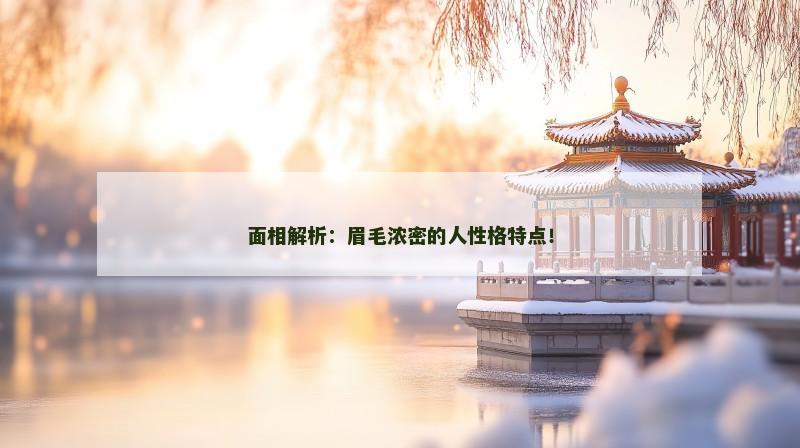 面相解析:眉毛浓密的人性格特点!
