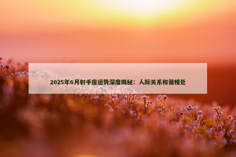 2025年6月射手座运势深度揭秘:人际关系和谐相处