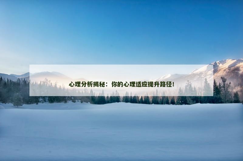 心理分析揭秘:你的心理适应提升路径!