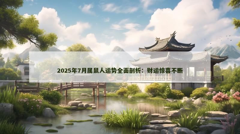 2025年7月属鼠人运势全面剖析：财运惊喜不断