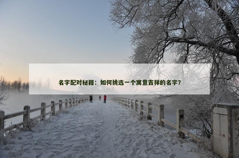 名字配对秘籍：如何挑选一个寓意吉祥的名字？
