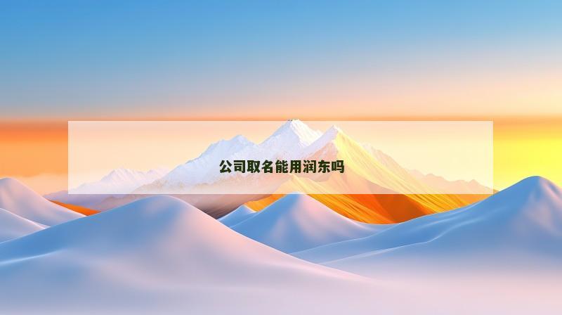 公司取名能用润东吗