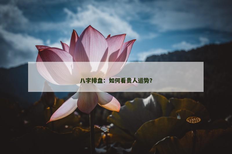 八字排盘:如何看贵人运势? 八字排盘:如何看贵人运势?