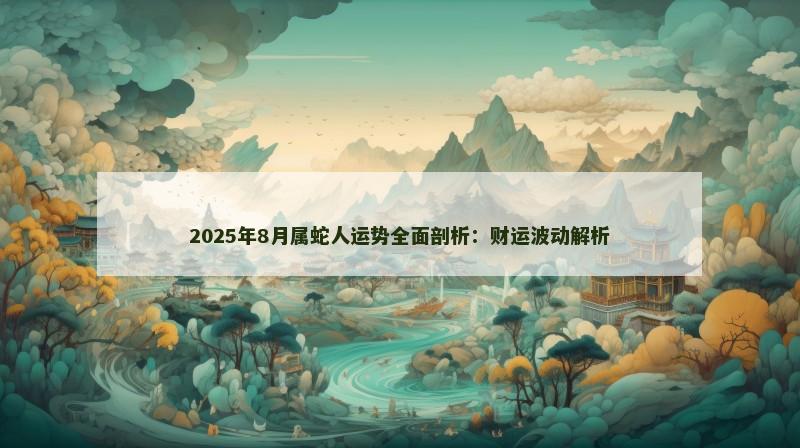 2025年8月属蛇人运势全面剖析：财运波动解析