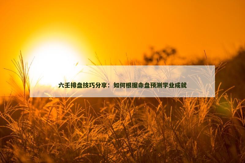 六壬排盘技巧分享：如何根据命盘预测学业成就