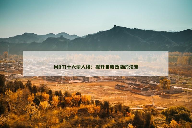 MBTI十六型人格：提升自我效能的法宝
