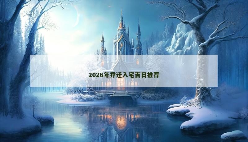 2026年乔迁入宅吉日推荐