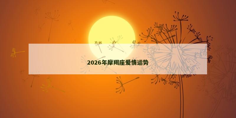 2026年摩羯座爱情运势